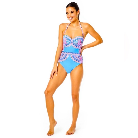 Lilly Pulitzer Anthea One-Piece Swimsuit Multi Seaside Shindig size 12 NWT - Picture 4 of 12
